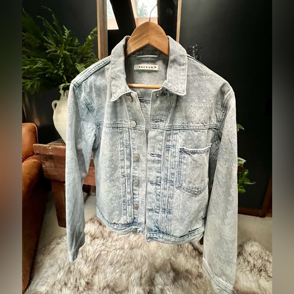 PacSun Other - pacsun denim jean jacket light paisley print light blue oversized Small Unisex